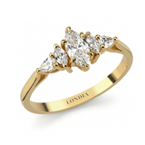 0.50 Carat Natural Marquise Cut Diamond Vintage Design Ring, 14K Gold