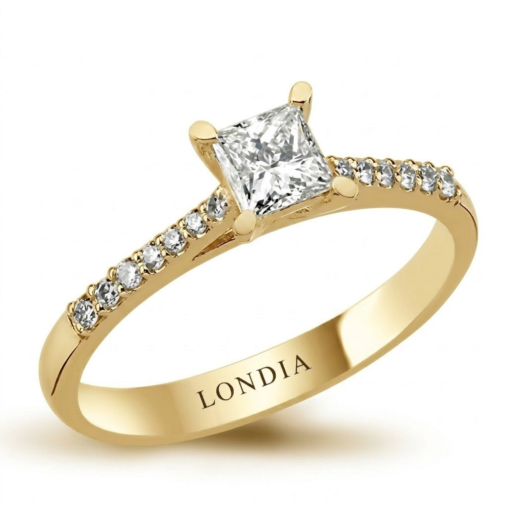 0.50 Ct. Natural Diamond Side Stone Design Ring, 14K Gold