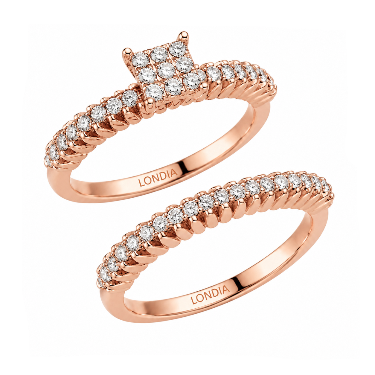 Natural Diamond Wedding Ring Set