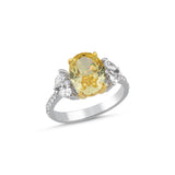 0.50 Ct. ''Fancy Yellow Quartz'' Design Ring With Natural Diamond