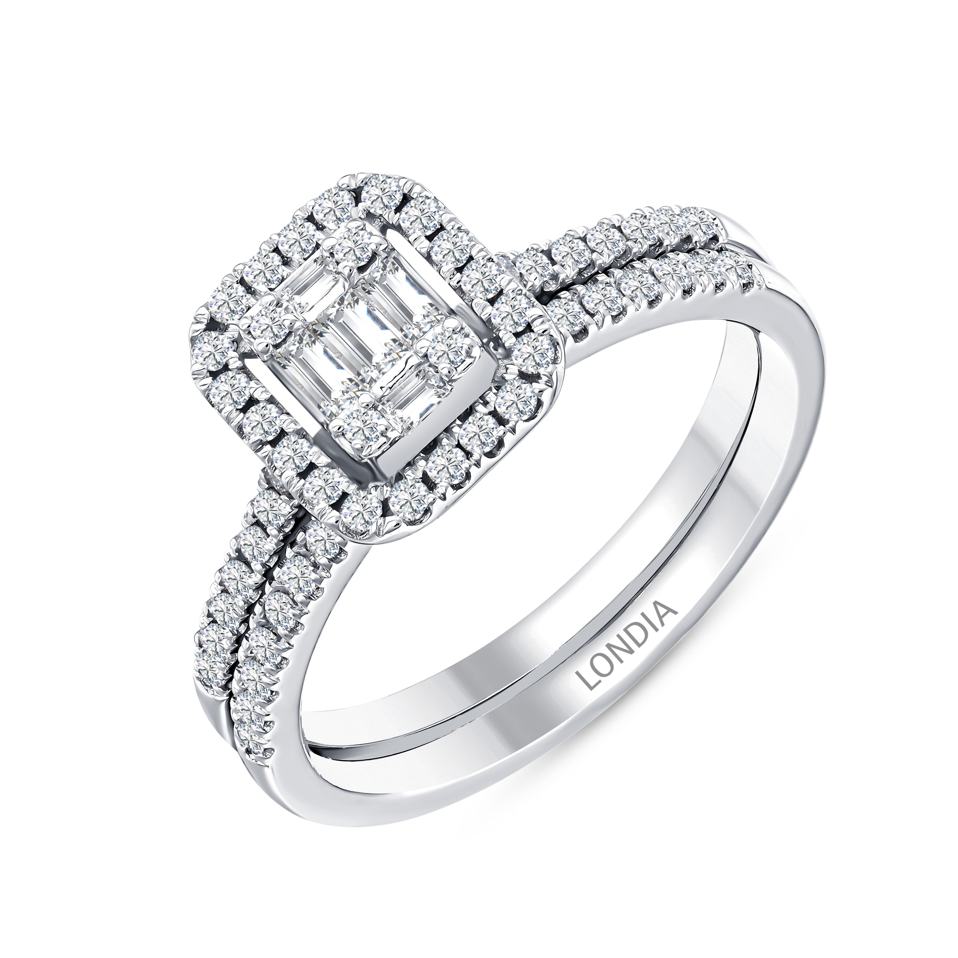 0.50 CTW Diamond Londia Bridal Ring Sets 14k Fine Gold