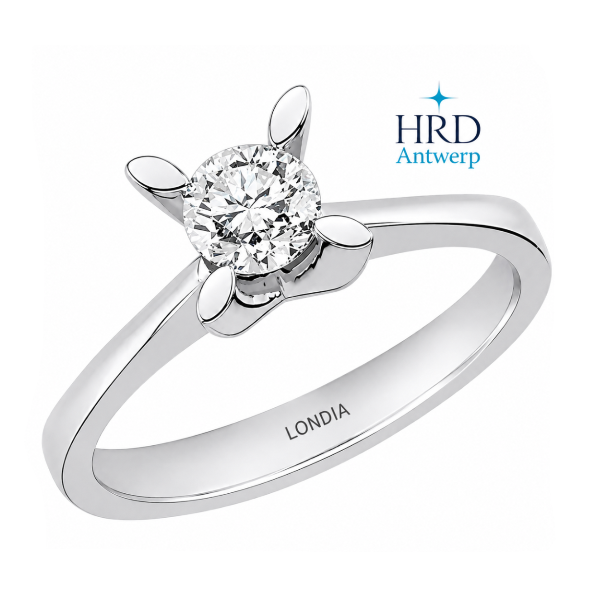 0.50 Carat F Color HRD Internationally Certified Butterfly Design Ring