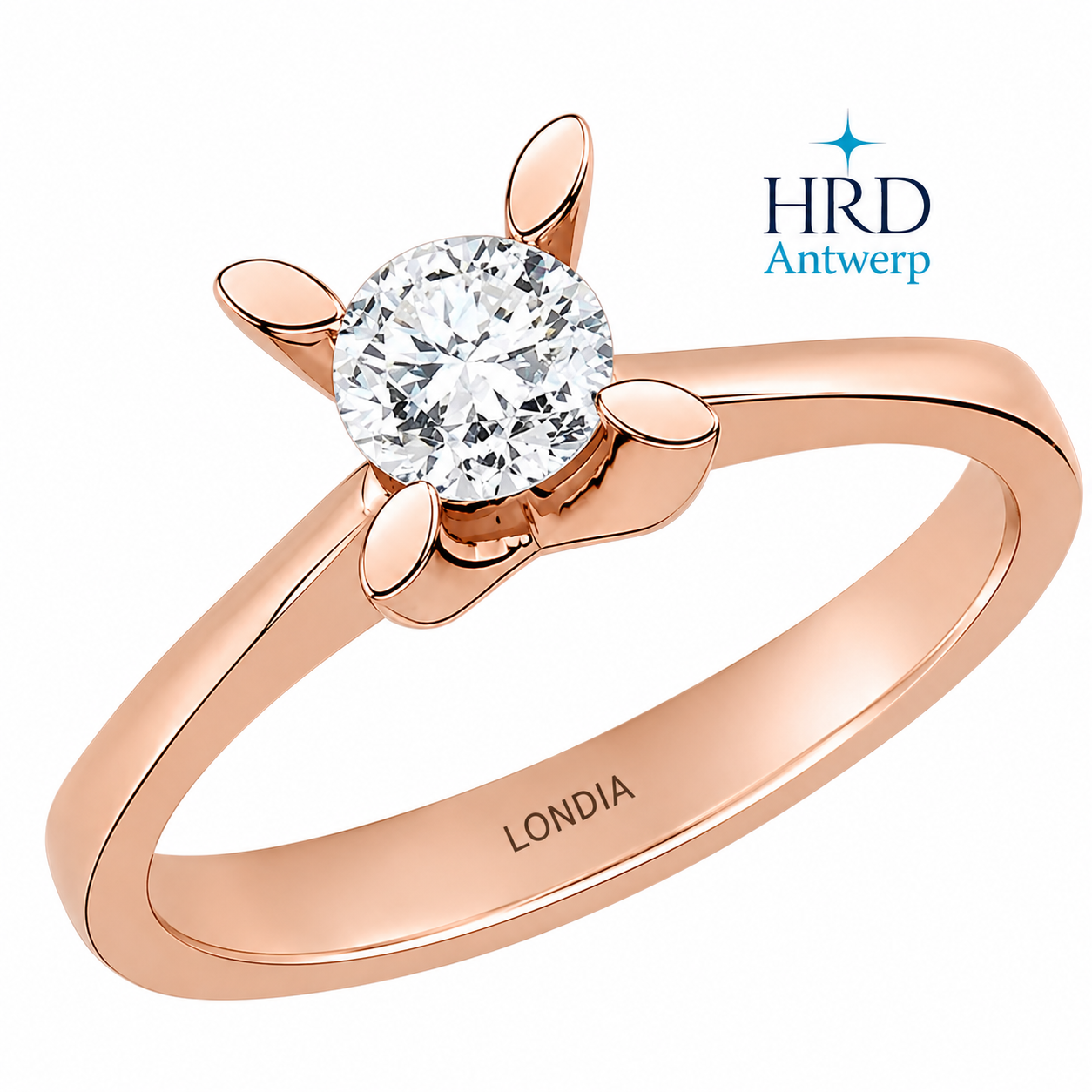 0.50 Carat F Color HRD Internationally Certified Butterfly Design Ring