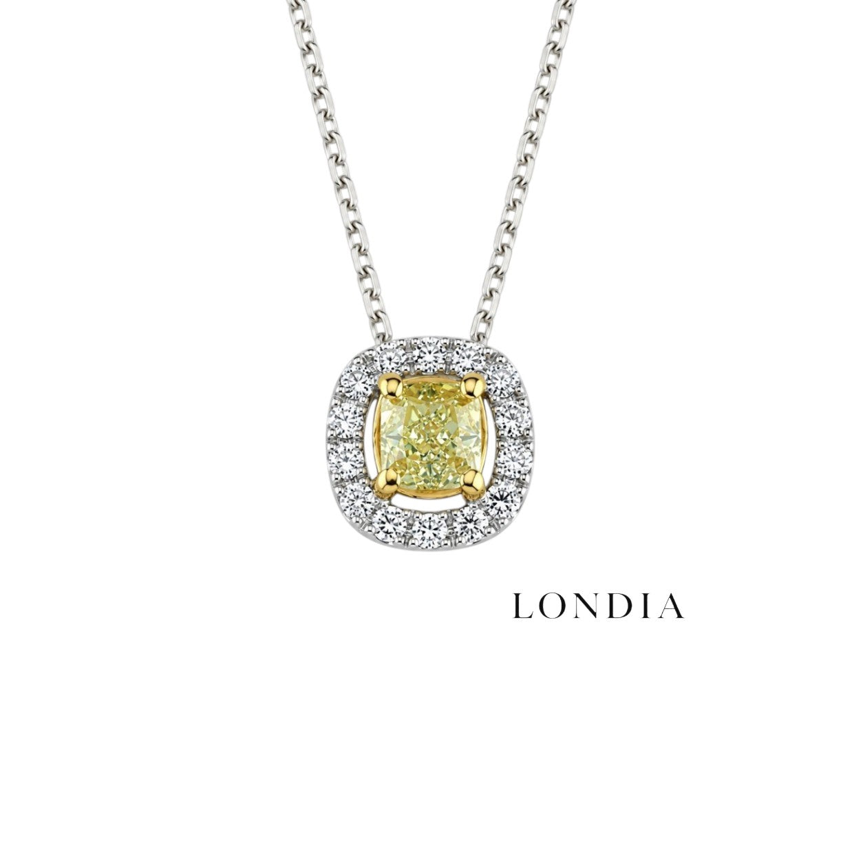 0.50 Carat Fancy Yellow Natural Diamond Cushion Design Necklace