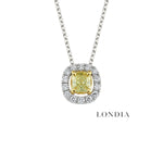0.50 Carat Fancy Yellow Natural Diamond Cushion Design Necklace
