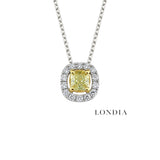 0.50 Carat Fancy Yellow Natural Diamond Cushion Design Necklace