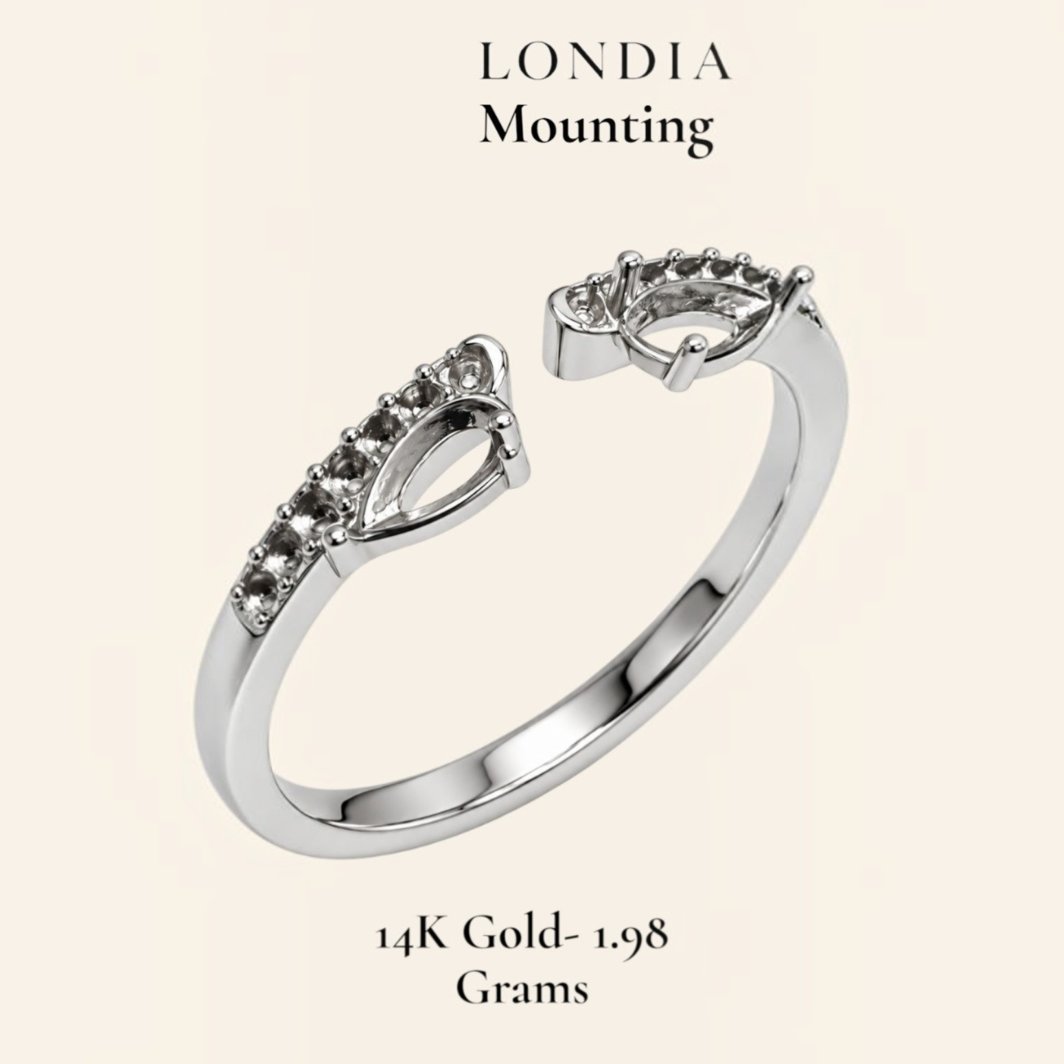 0.50 Ct. Angel Wing Design Ring Mounting 14K Gold