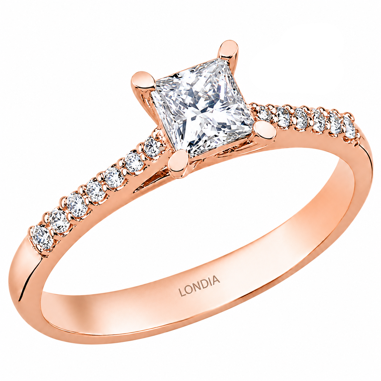 0.50 Ct. F Color GIA Certified Princess Solitaire with Side Diamonds