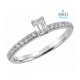 0.50 Ct. F Color HRD Certified Emerald Cut Diamond Side Stone Ring