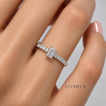 0.50 Ct. F Color HRD Certified Emerald Cut Diamond Side Stone Ring