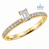 0.50 Ct. F Color HRD Certified Emerald Cut Diamond Side Stone Ring
