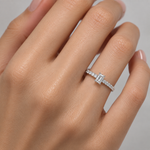 0.50 Ct. F Color HRD Certified Emerald Cut Diamond Side Stone Ring