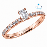 0.50 Ct. F Color HRD Certified Emerald Cut Diamond Side Stone Ring