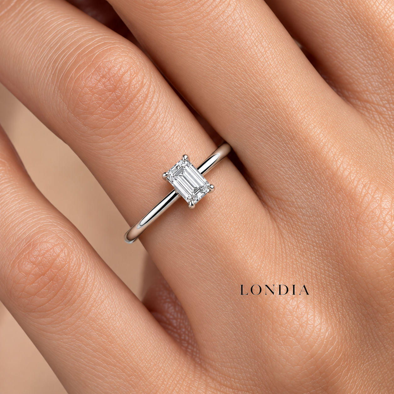0.50 Ct. F Color HRD Certified Emerald Cut Solitaire Ring 