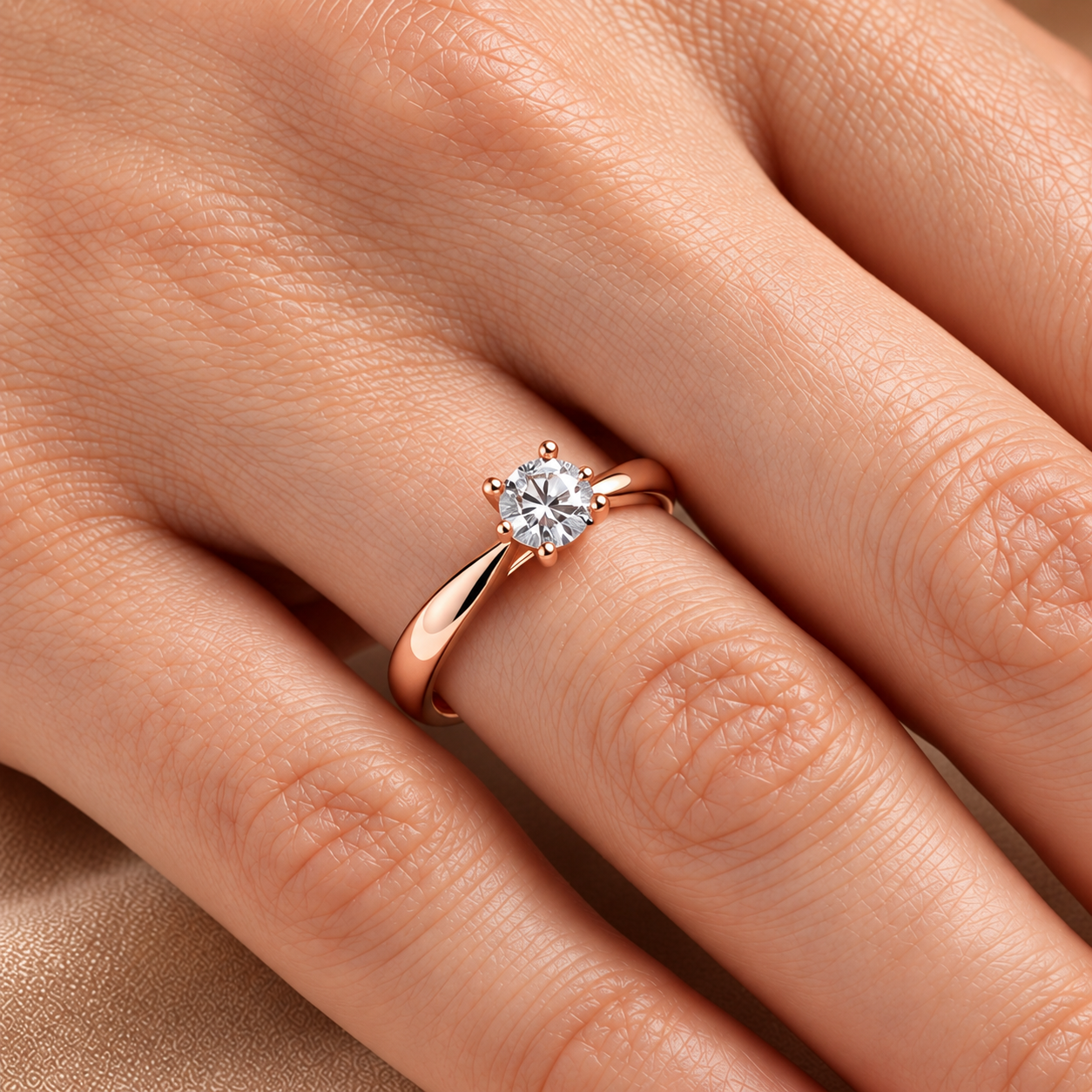 0.50 Ct. F Color HRD Certified Natural Diamond Amore Solitaire Ring