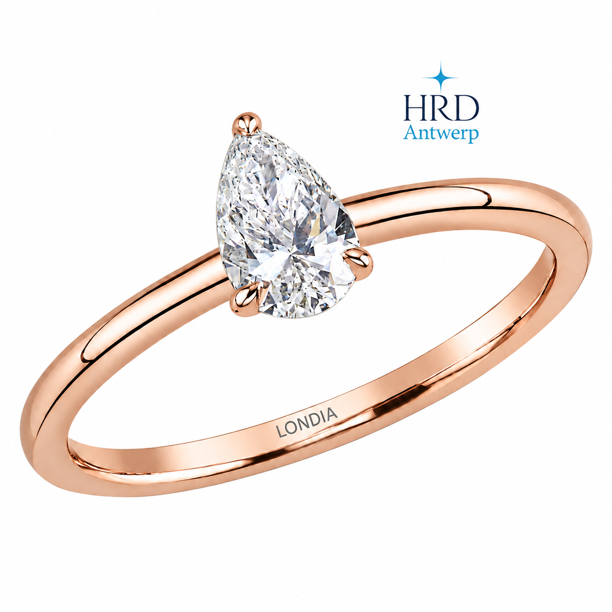 0.50 Ct. F Color Natural Diamond HRD Certified Pear Solitaire Ring