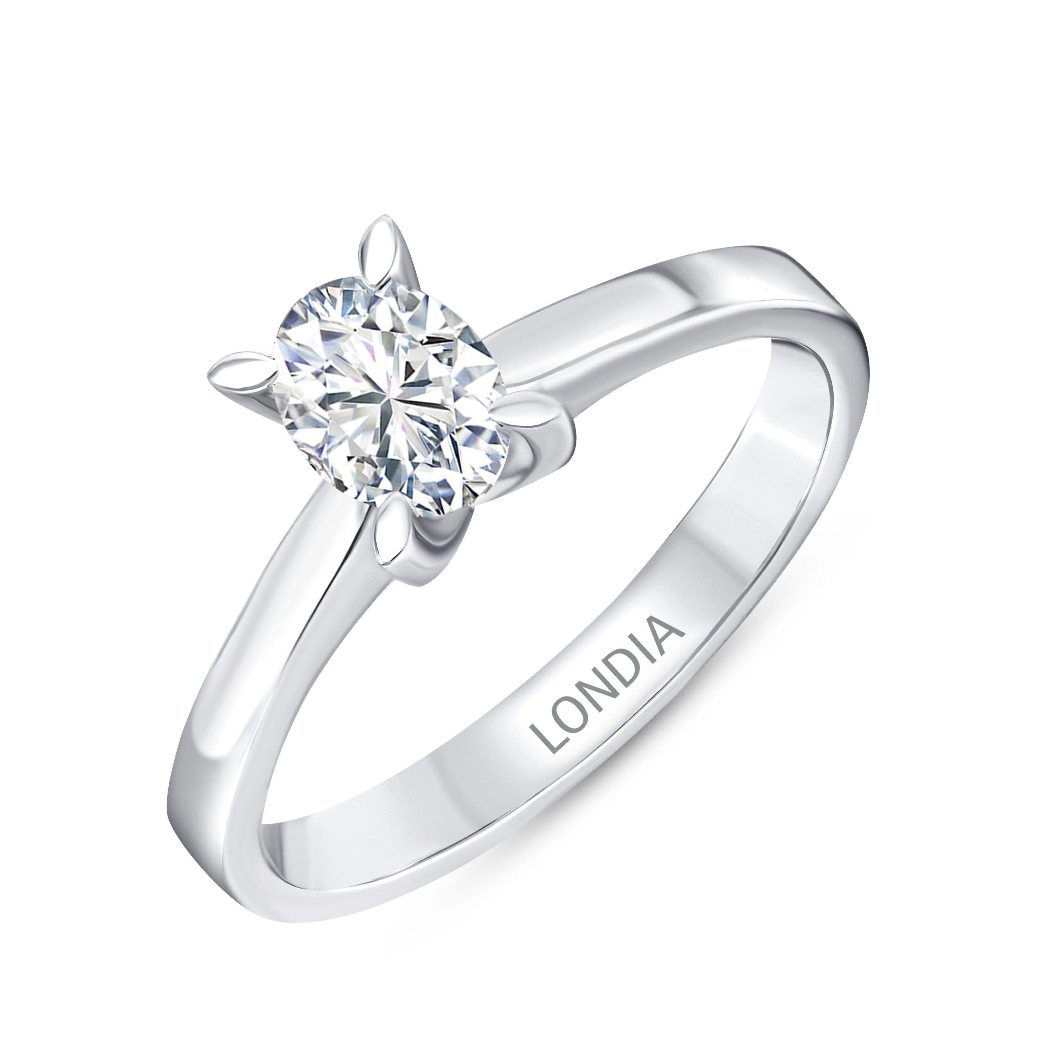 0.50 Ct. Natural Diamond Oval Solitaire ''Butterfly'' Ring in 14K Gold