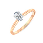 0.50 Ct. Natural Diamond Oval Solitaire ''Modern'' Ring in 14K Gold