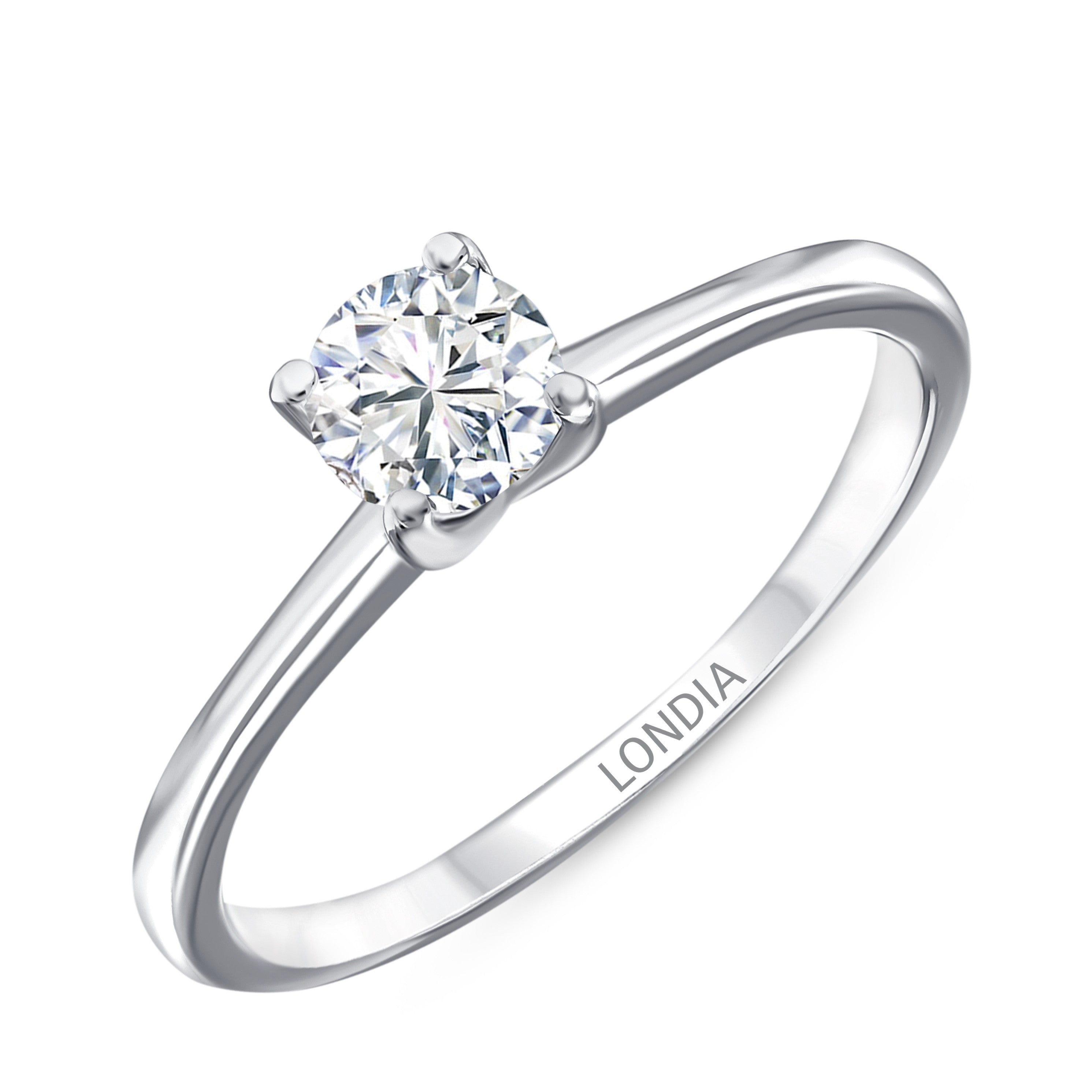 0.50 Ct. Natural Diamond Solitaire ''Modern'' Ring in 14K Gold