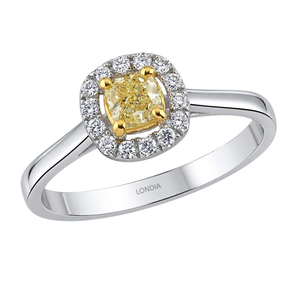 0.50 Ct. Natural Fancy Yellow Diamond Cushion Design Ring