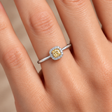 0.50 Ct. Natural Fancy Yellow Diamond Cushion Design Ring