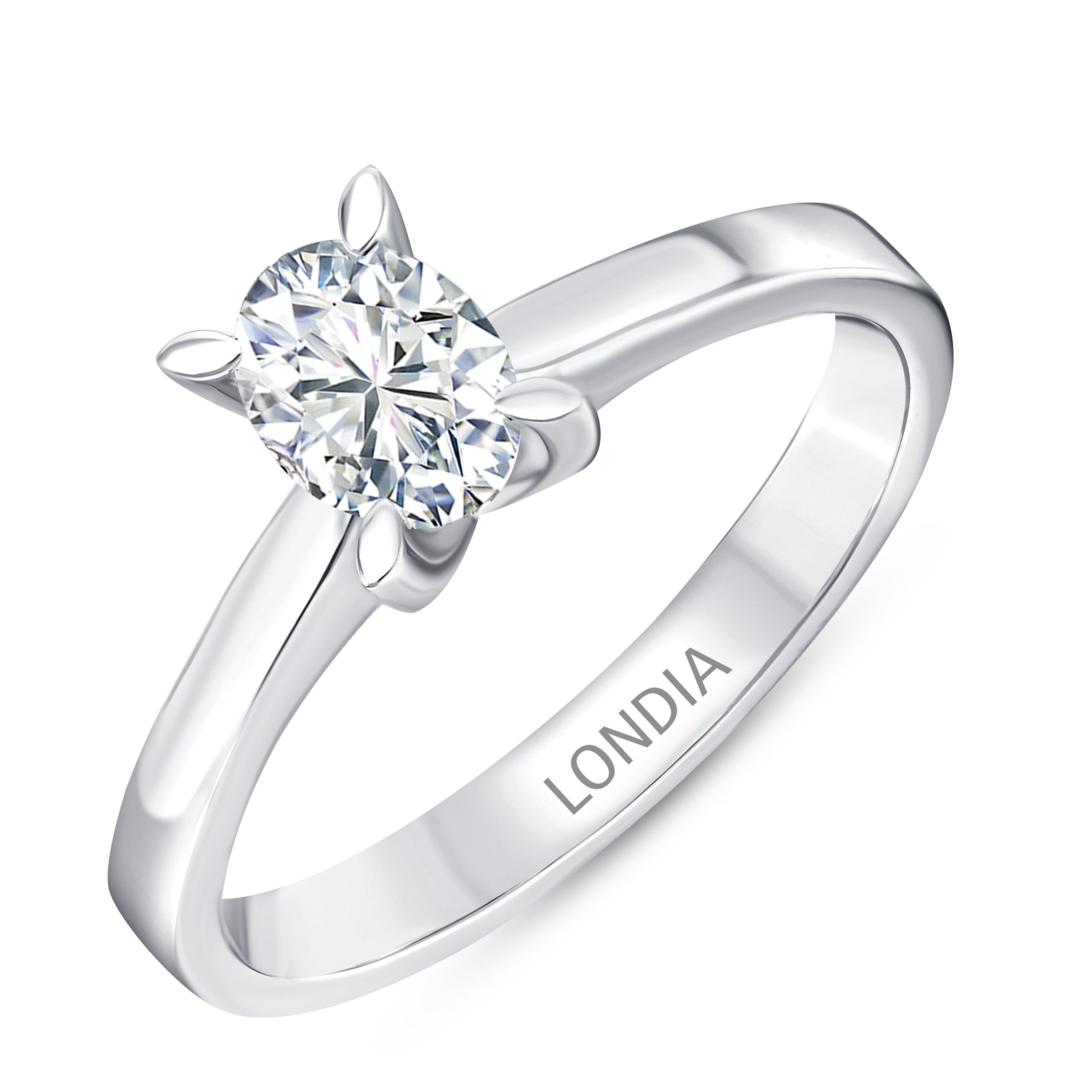 0.50 Ct. Natural Oval Diamond Solitaire Ring