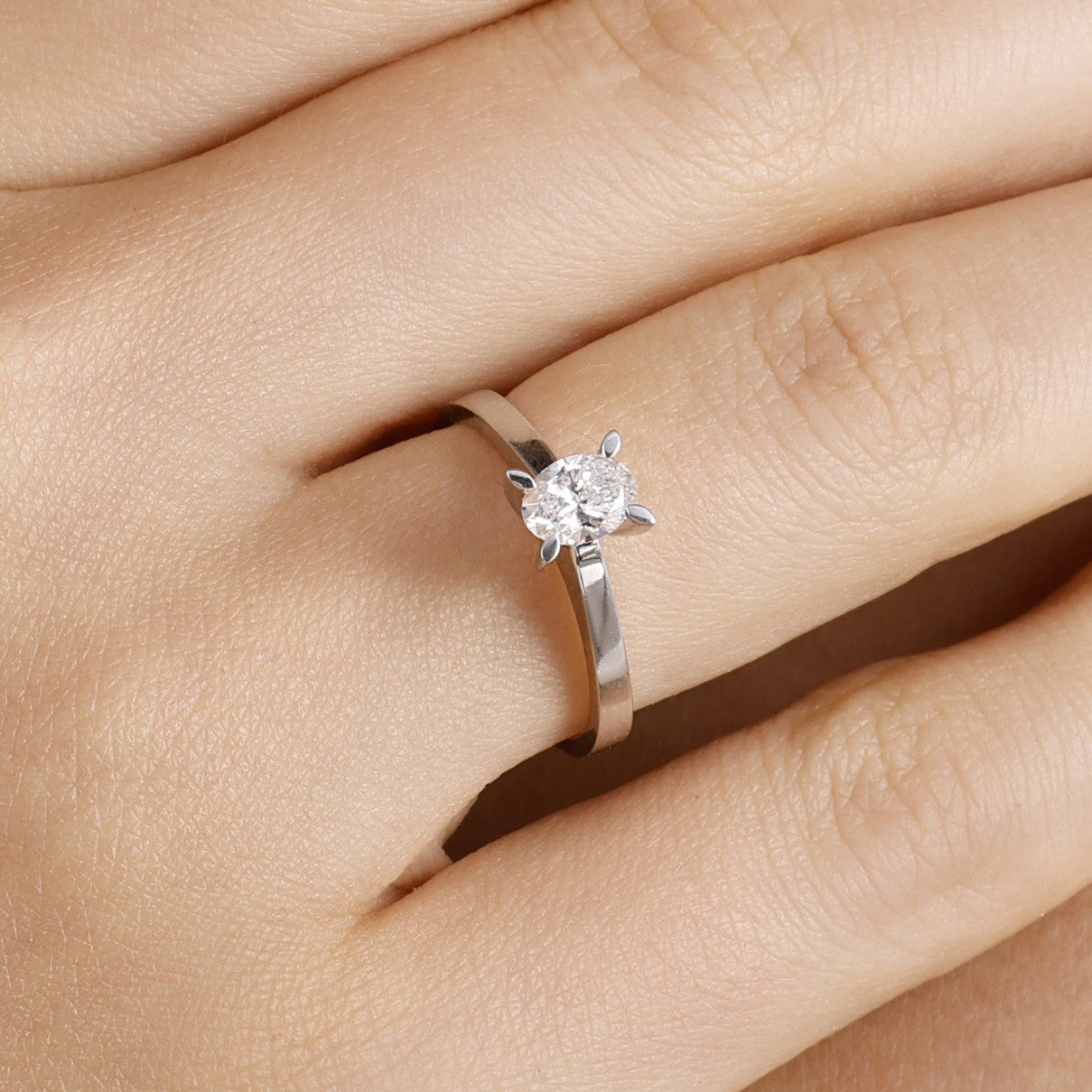 0.50 Ct. Natural Oval Diamond Solitaire Ring