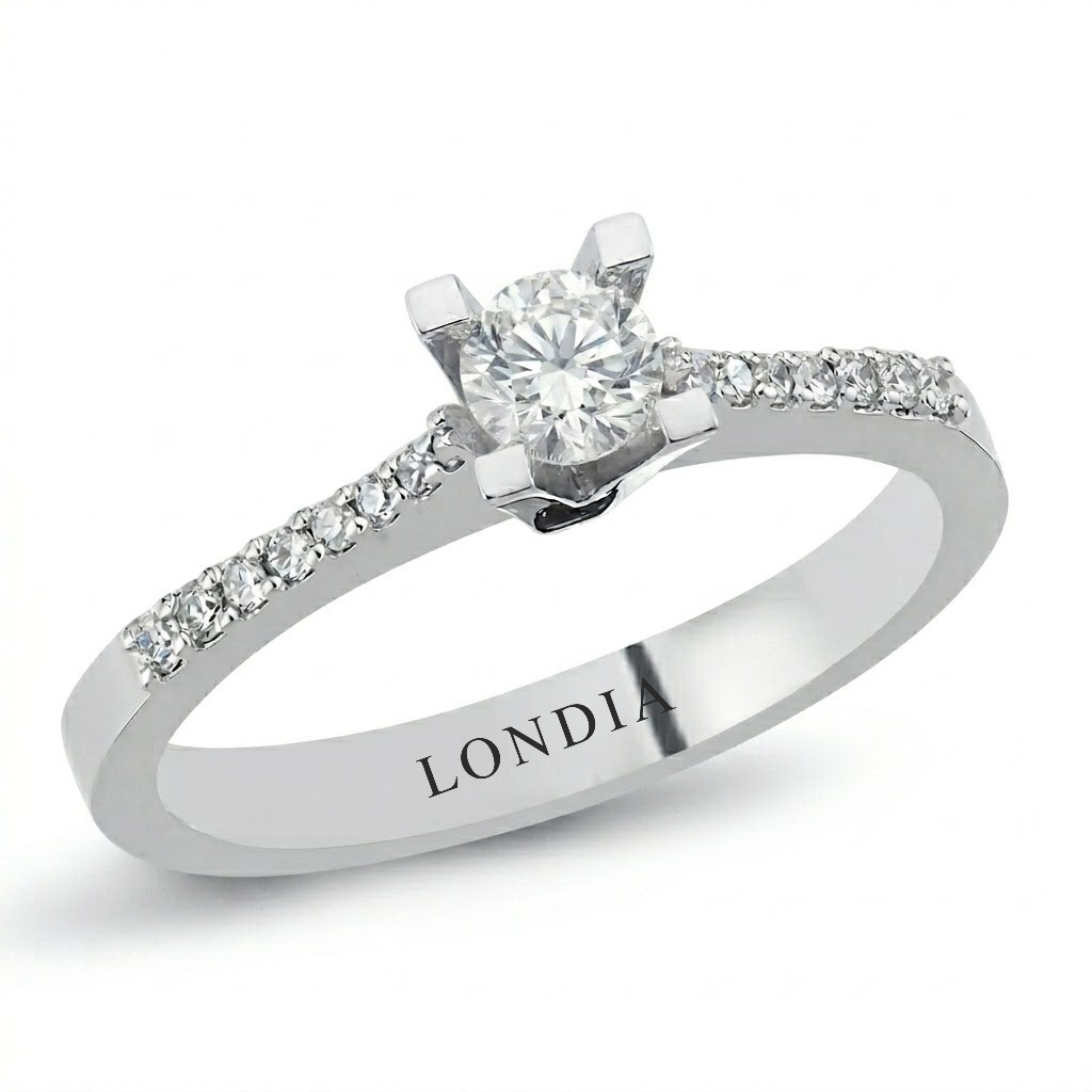 0.50 Ct Natural Diamond Side Stone Design Ring, 14K Gold