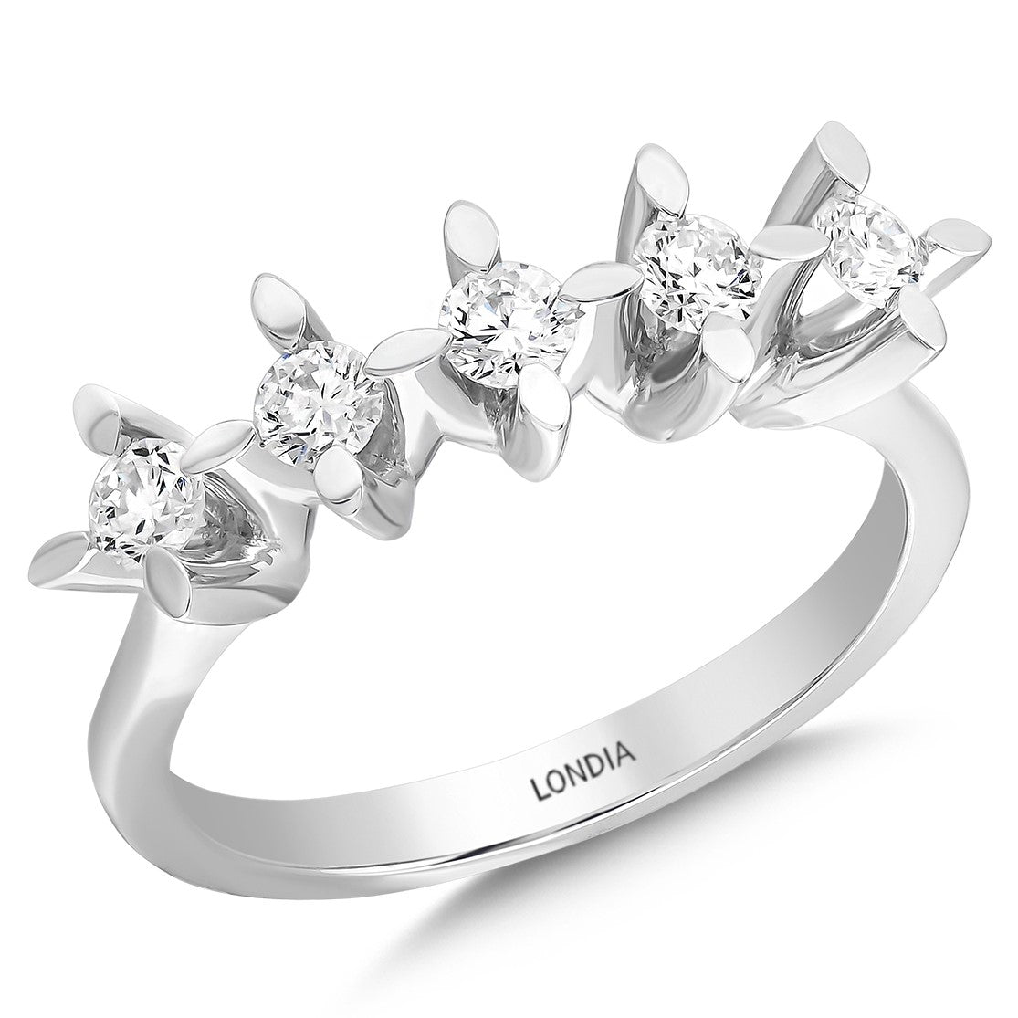 0.50 ct. Diamond ''Butterfly'' Design Five Stone Ring in 14K Fine Gold