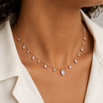 0.55 Carat Dancing Diamond Design Necklace in 14K Solid Gold