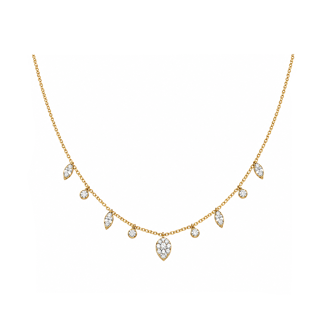0.55 Carat Dancing Diamond Design Necklace in 14K Solid Gold