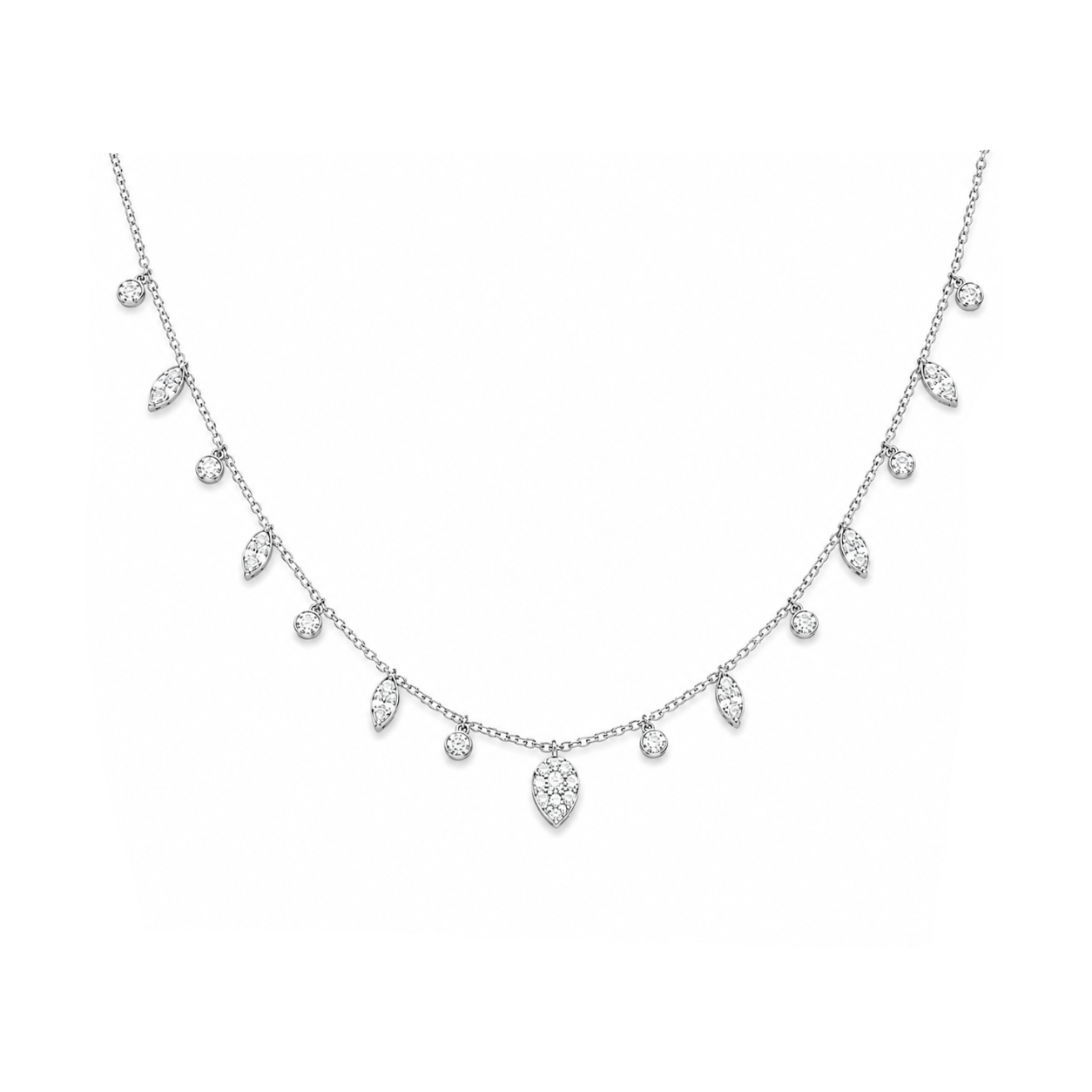 0.55 Carat Dancing Diamond Design Necklace in 14K Solid Gold