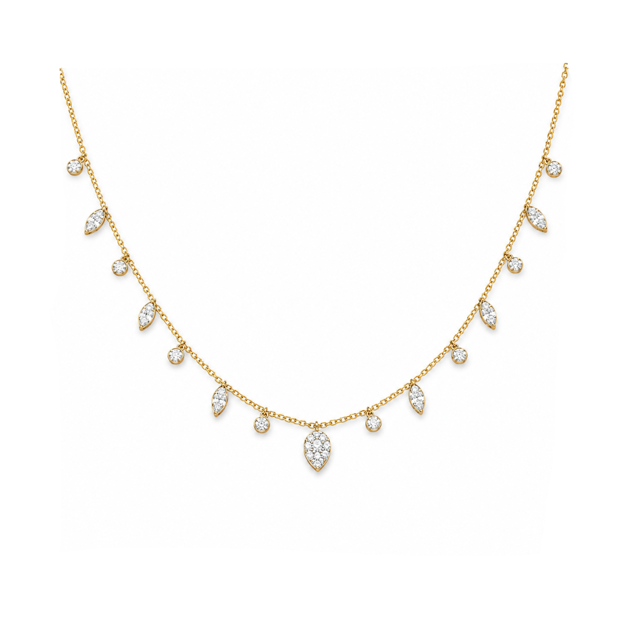 0.55 Carat Dancing Diamond Design Necklace in 14K Solid Gold
