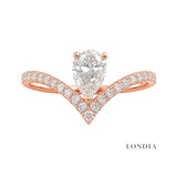 0.55 Carat Diamond Pear-Shaped Design Ring with Side Stones in 14K Gold