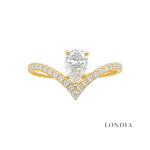 0.55 Carat Diamond Pear-Shaped Design Ring with Side Stones in 14K Gold