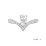 0.55 Carat Diamond Pear-Shaped Design Ring with Side Stones in 14K Gold