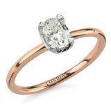 0.55 Carat Natural Diamond Oval Solitaire “Modern” Ring in 14K Gold