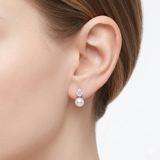 0.55 Carat Natural Diamond and Pearl Earrings