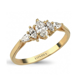 0.55 Carat Natural Marquise Cut Diamond Vintage Design Ring, 14K Gold