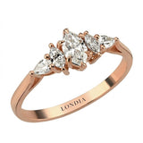 0.55 Carat Natural Marquise Cut Diamond Vintage Design Ring, 14K Gold