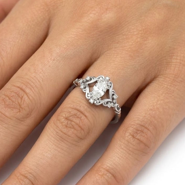 0.55 Ct. Natural Oval Cut Diamond Vintage Ring