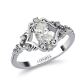 0.55 Carat Natural Oval Cut Diamond Vintage Design Ring, 14K Gold