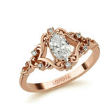 0.55 Carat Natural Oval Cut Diamond Vintage Design Ring, 14K Gold
