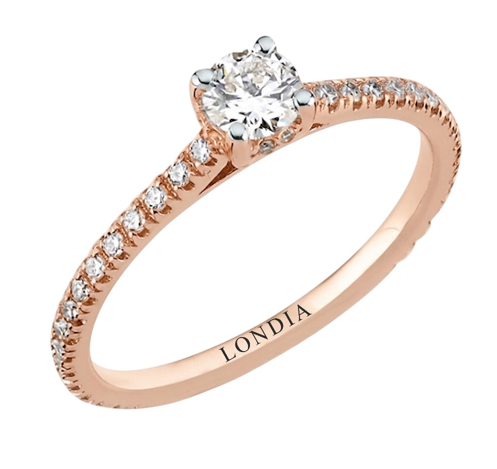 0.55 Ct. Natural Diamond Side-Stone Design Ring, 14K Gold
