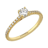 0.55 Ct. Natural Diamond Side-Stone Design Ring, 14K Gold