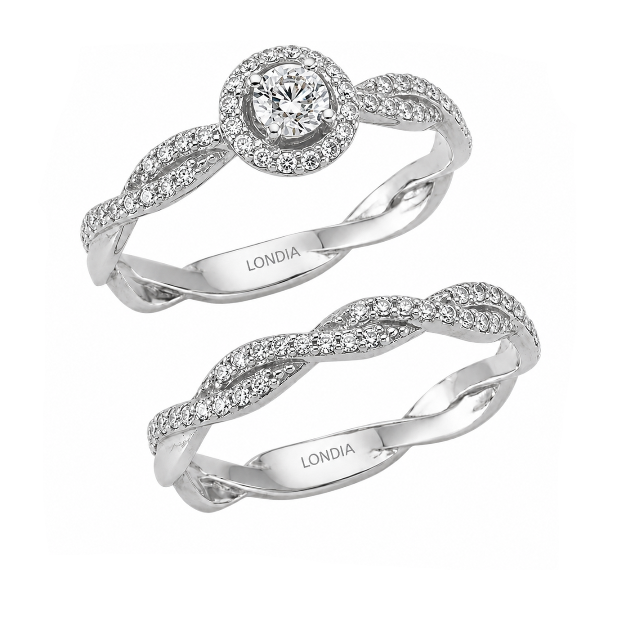  Natural Diamond Wedding Ring Set
