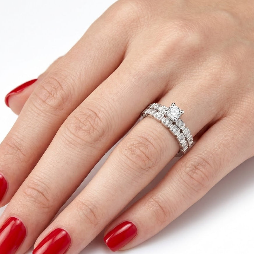 Natural Diamond Wedding Ring Set