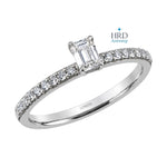 0.55 Ct. F Color HRD Certified Emerald Cut Diamond Side Stone Ring