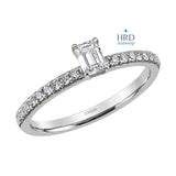 0.55 Ct. F Color HRD Certified Emerald Cut Diamond Side Stone Ring
