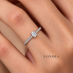 0.55 Ct. F Color HRD Certified Emerald Cut Diamond Side Stone Ring